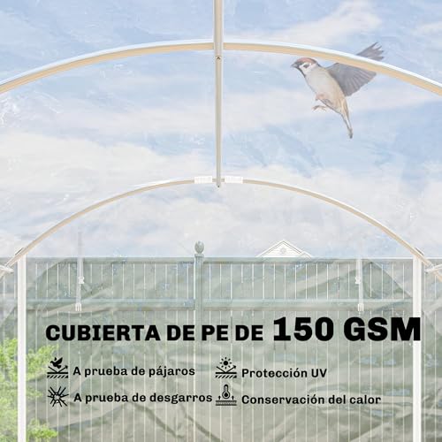 Invernadero túnel 6x3x2m con dos puertas enrollables