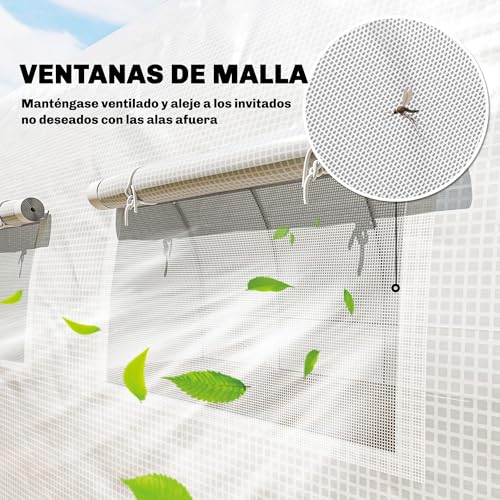 Invernadero túnel 6x3x2m con puerta con bisagras