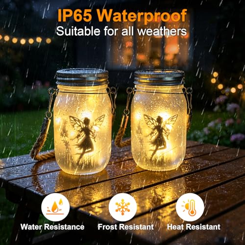2 Piezas Farolillos Solares Exterior, Impermeable IP65, Linterna solar de Botella de