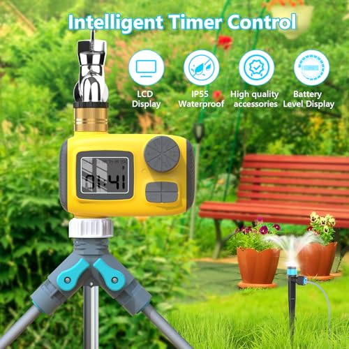 Sistema de Riego Automático Temporizadores de Mangueras,Kit de Riego con Pantalla LCD