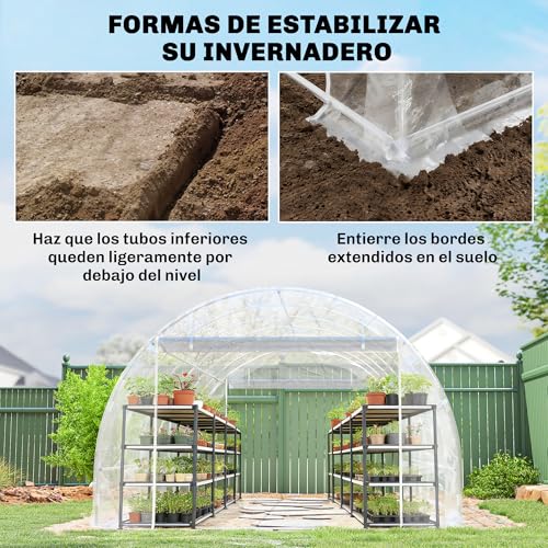 Invernadero túnel 6x3x2m con dos puertas enrollables