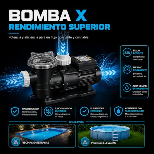 Bomba de piscina 14400 L/h 75M 0.75 CV 550 W