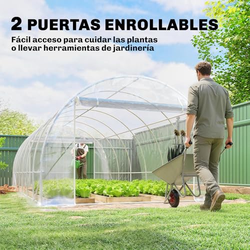 Invernadero túnel 6x3x2m con dos puertas enrollables