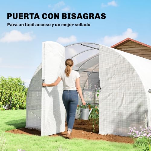 Invernadero túnel 6x3x2m con puerta con bisagras