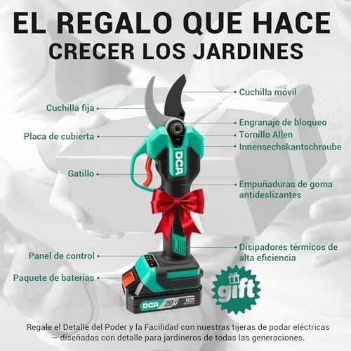 Tijeras de podar eléctricas DCA sin escobillas 20V 35mm 2,0Ah