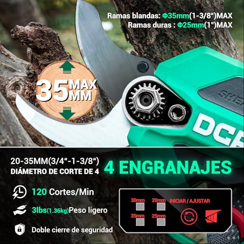 Tijeras de podar eléctricas DCA sin escobillas 20V 35mm 2,0Ah