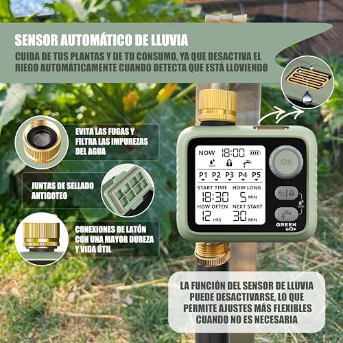 Programador de riego sensor de lluvia latón