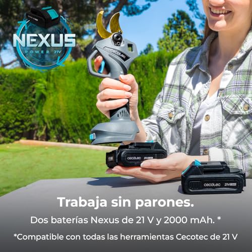 Tijeras de podar eléctricas Cecotec sin escobillas 21V 40mm 2 BaterÃas
