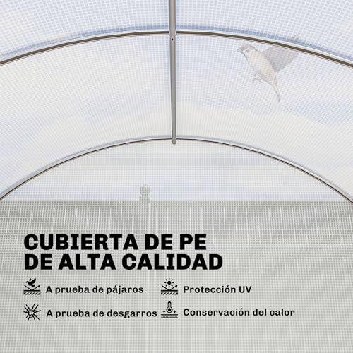 Invernadero túnel 6x3x2m con puerta con bisagras