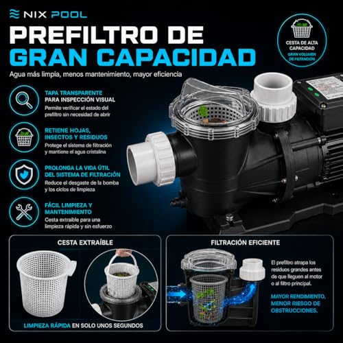 Bomba de piscina 14400 L/h 75M 0.75 CV 550 W