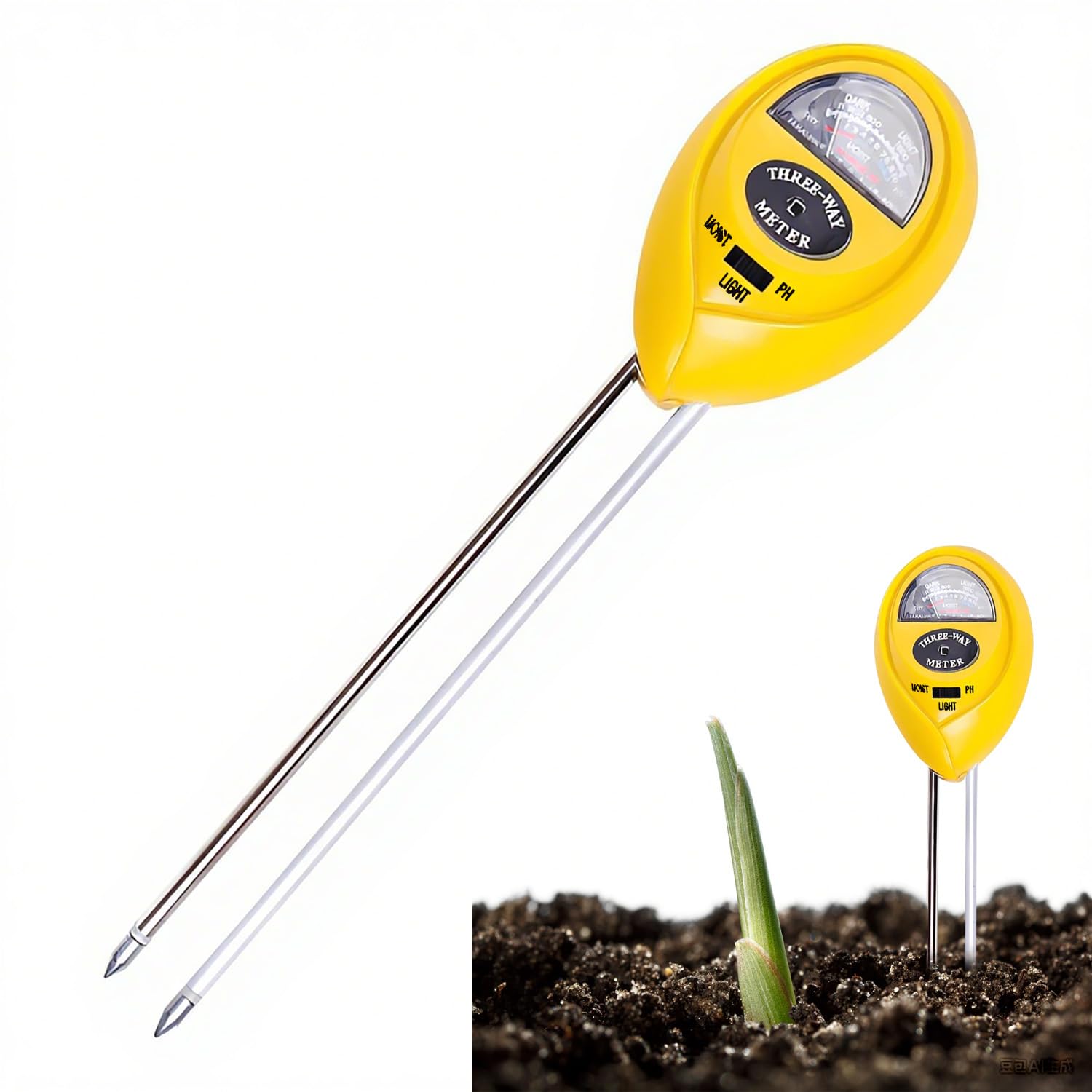 Medidor Humedad Plantas, Higrómetro de Suelo 3 en 1, para Jardinería, Césped y Plantas de