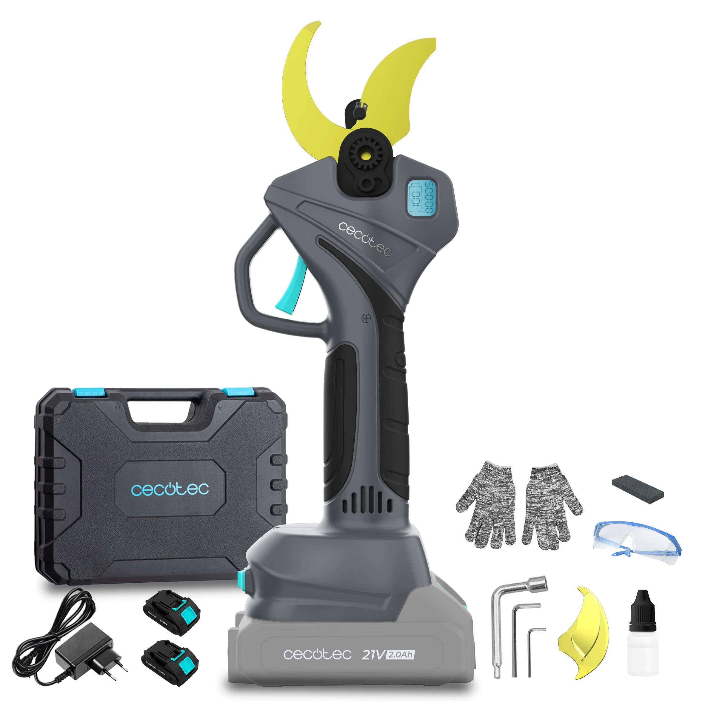 Tijeras de podar eléctricas Cecotec sin escobillas 21V 40mm 2 Baterías