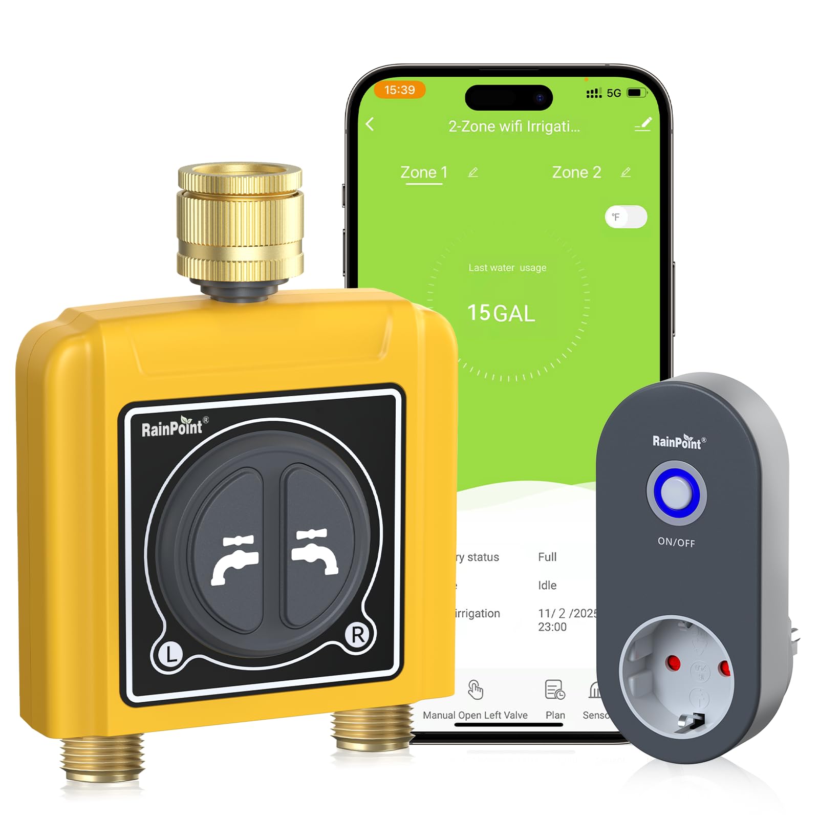 Programador de riego RAINPOINT WiFi latón 2 Salidas