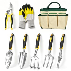 8 Piezas Juego de Herramientas de Jardín - Kit de Jardinería con Bolsa, Trasplantadora,