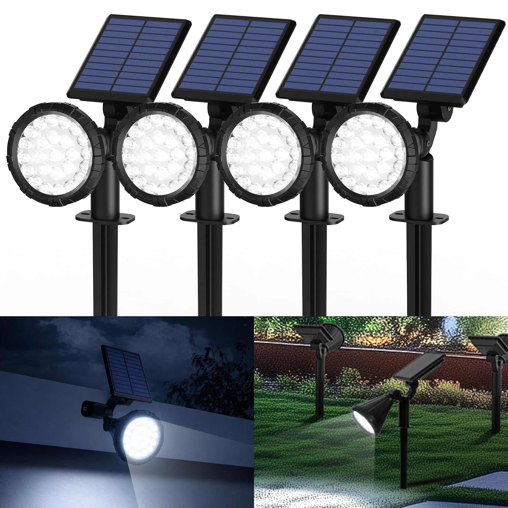 Solpex Focos Solares para Exteriores, IP65 ImpermeableLuces Solares para Jardín, 25 Ledes
