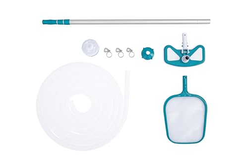 BESTWAY Kit de Mantenimiento para Piscinas AquaClean con Pértiga 279 cm, Limpiafondos Azul