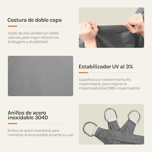 Toldo Vela Impermeable WOLTU filtro de arena 4x4 m