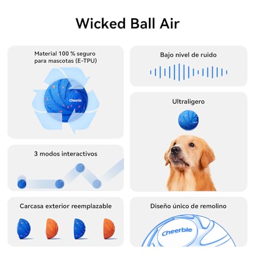 Cheerble Wicked Ball Air - Pelota Interactiva Perro, Automática Juegos para Perros,