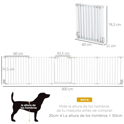 Valla Plegable Para Mascotas PawHut 300x74,5 cm