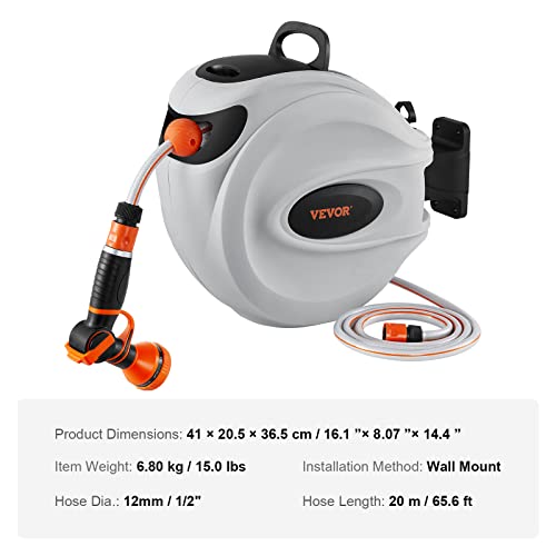 Enrollador De Manguera VEVOR 20 m 12 mm