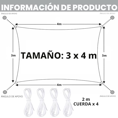 Toldo Vela Impermeable Toldo solar 3x4m