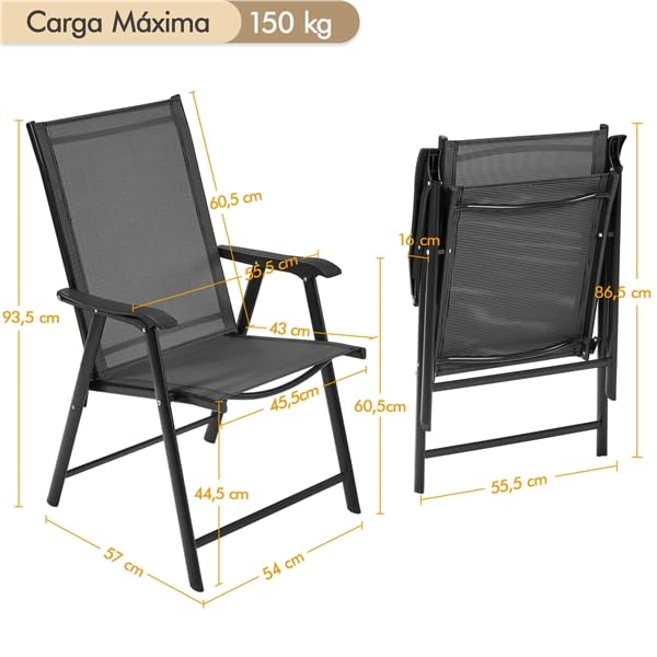 Sillas Plegables De Jardin Yaheetech 65 x 93,5 x 55,5 cm