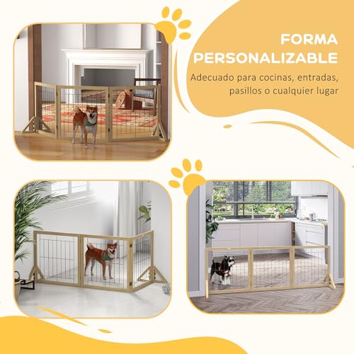 Valla Plegable Para Mascotas PawHut 210x70 cm