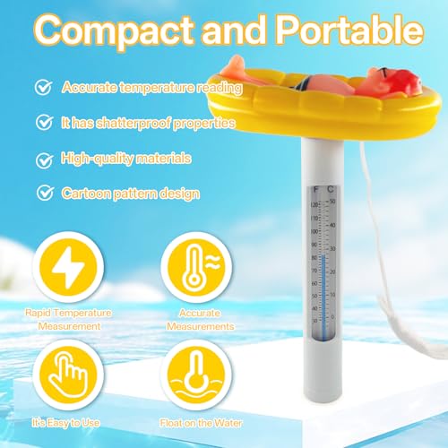 Termómetro de Piscina,Termómetro Flotante para Piscina, Termometro Agua con Cuerda para