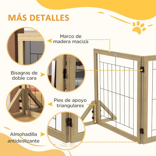 Valla Plegable Para Mascotas PawHut 210x70 cm