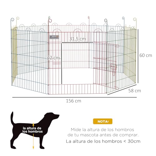 Valla Plegable Para Mascotas PawHut 156x60 cm