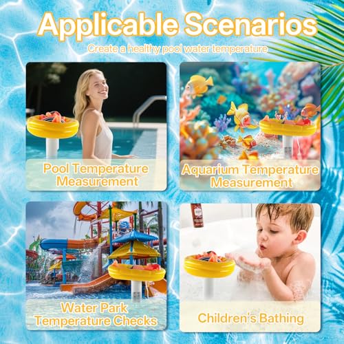 Termómetro de Piscina,Termómetro Flotante para Piscina, Termometro Agua con Cuerda para