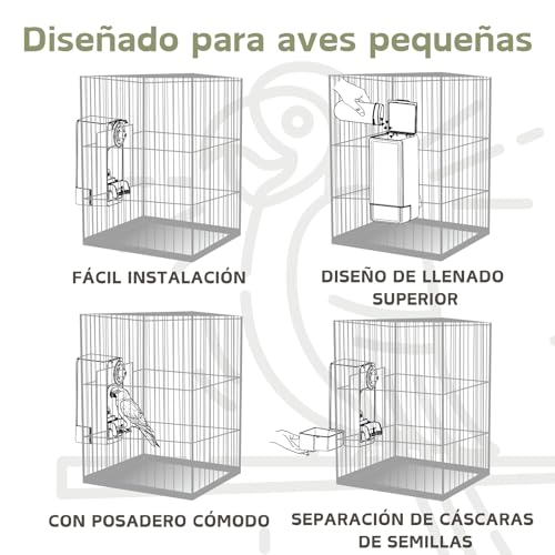 Comedero automático para pájaros, comedero para Jaula de pájaros con Percha para