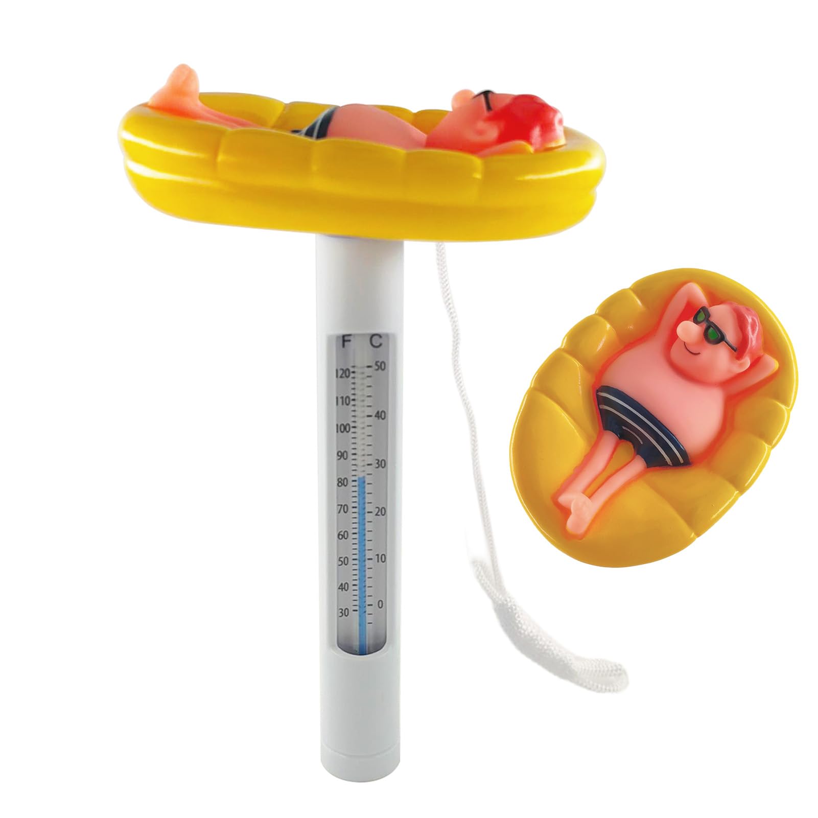 Termómetro de Piscina,Termómetro Flotante para Piscina, Termometro Agua con Cuerda para