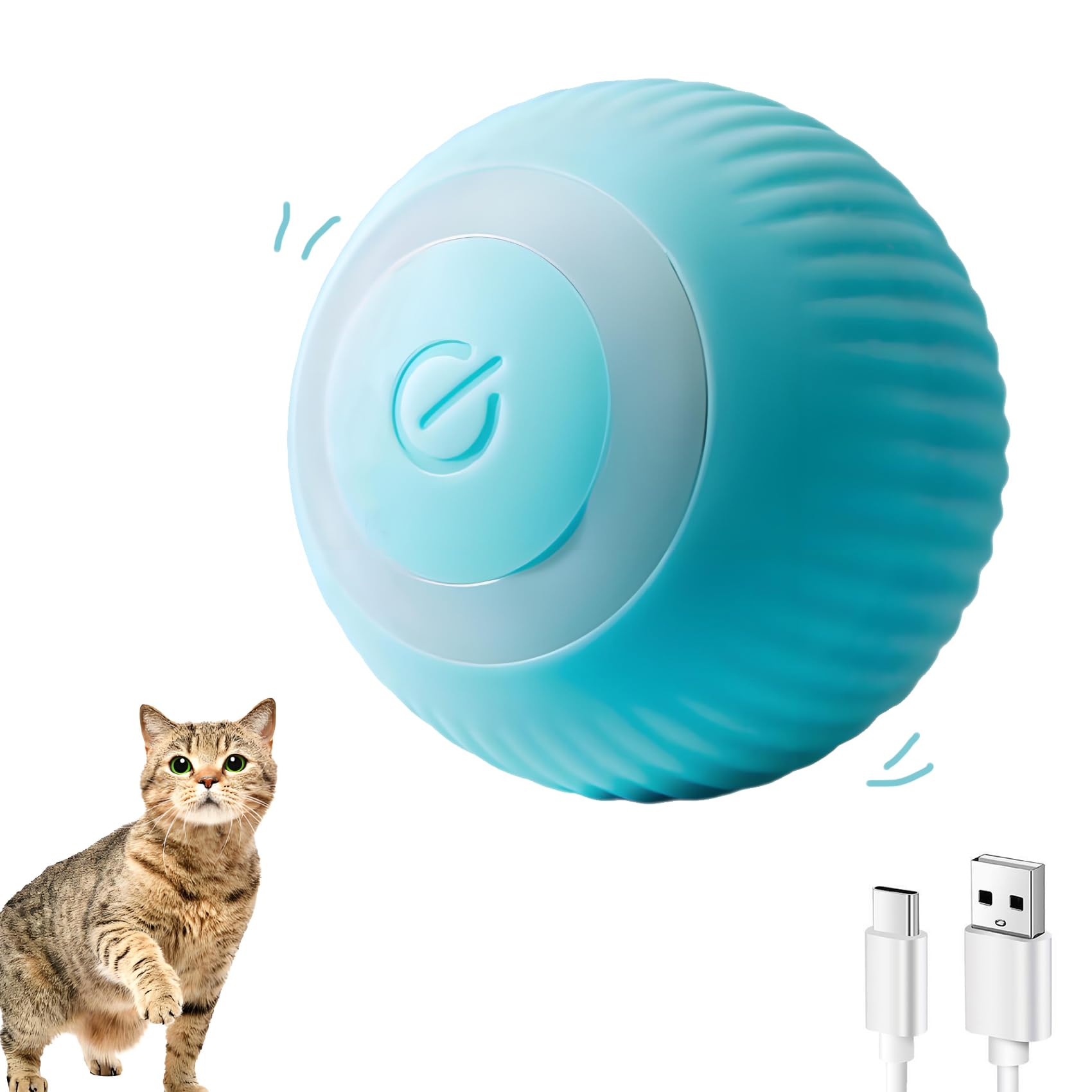 Pelota de Juguete Interactivo para Gatos, Carga USB, Bola Eléctrica Interactiva de 360
