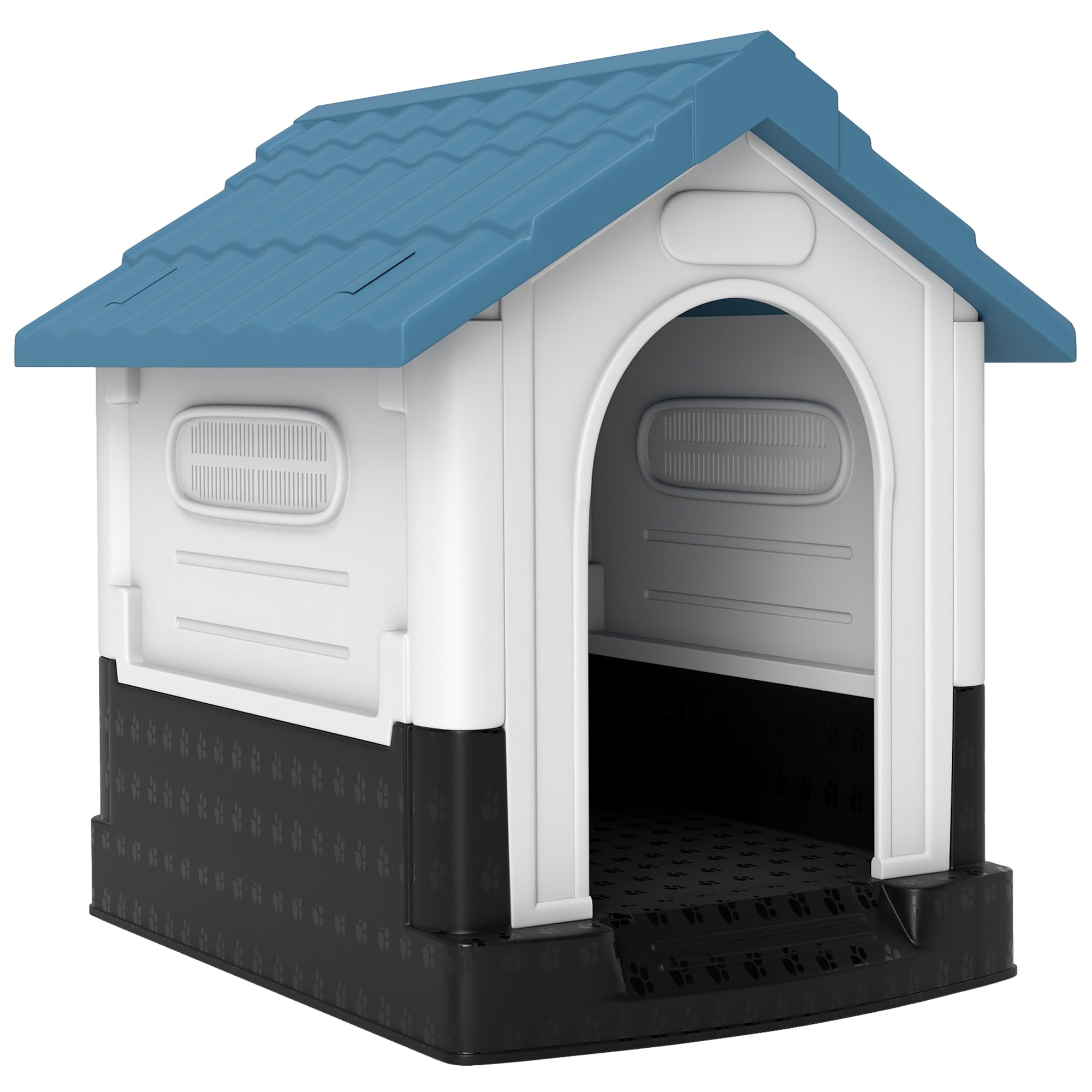 PawHut Caseta para Perros Mini para Exterior, Casa para Perros de Plástico con 3