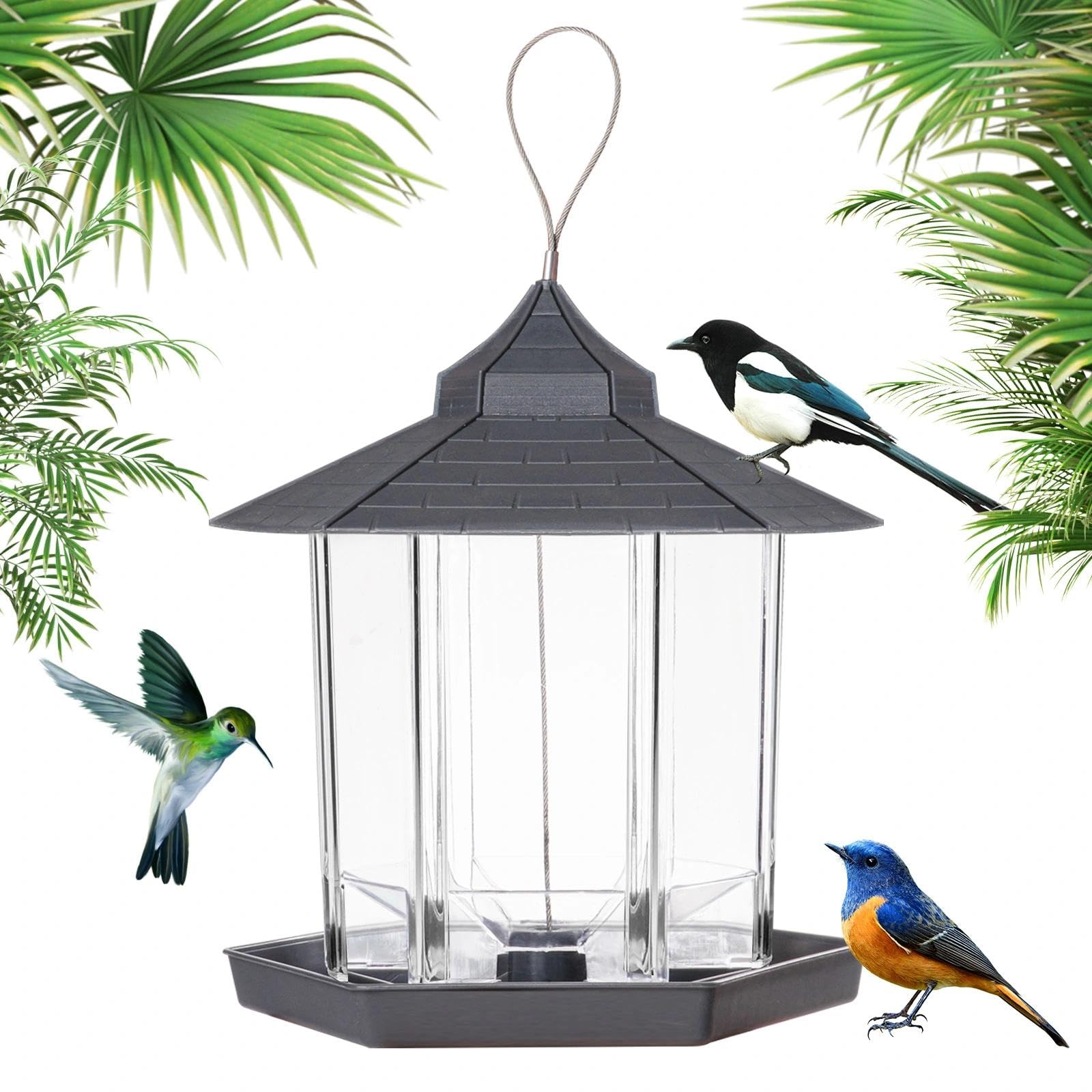 Comedero Colgante para Pájaros Silvestres Exterior (Gris)