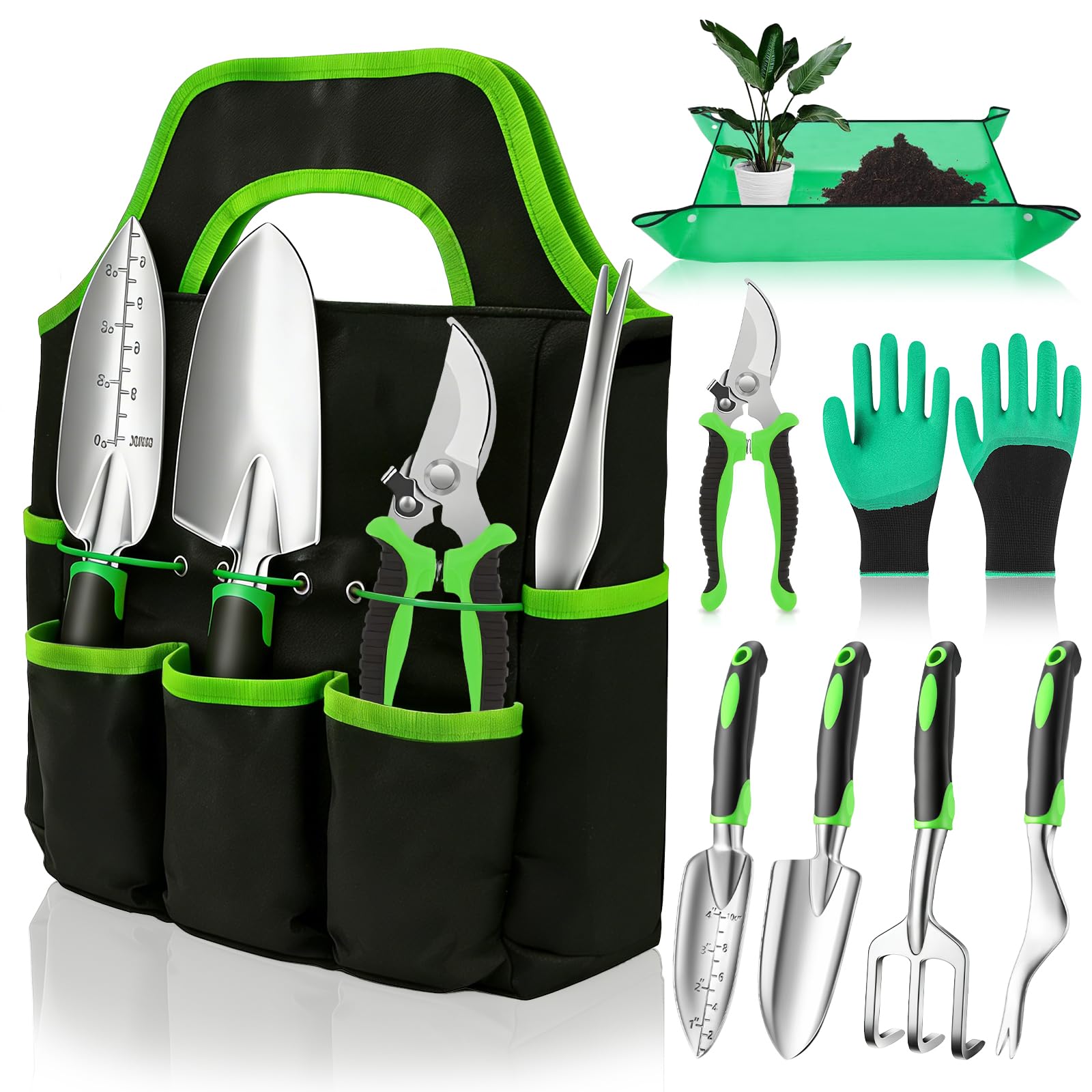 8 Piezas Kit Jardineria Aluminio y Acero Inoxidable,Juego de Herramientas de Jardineria
