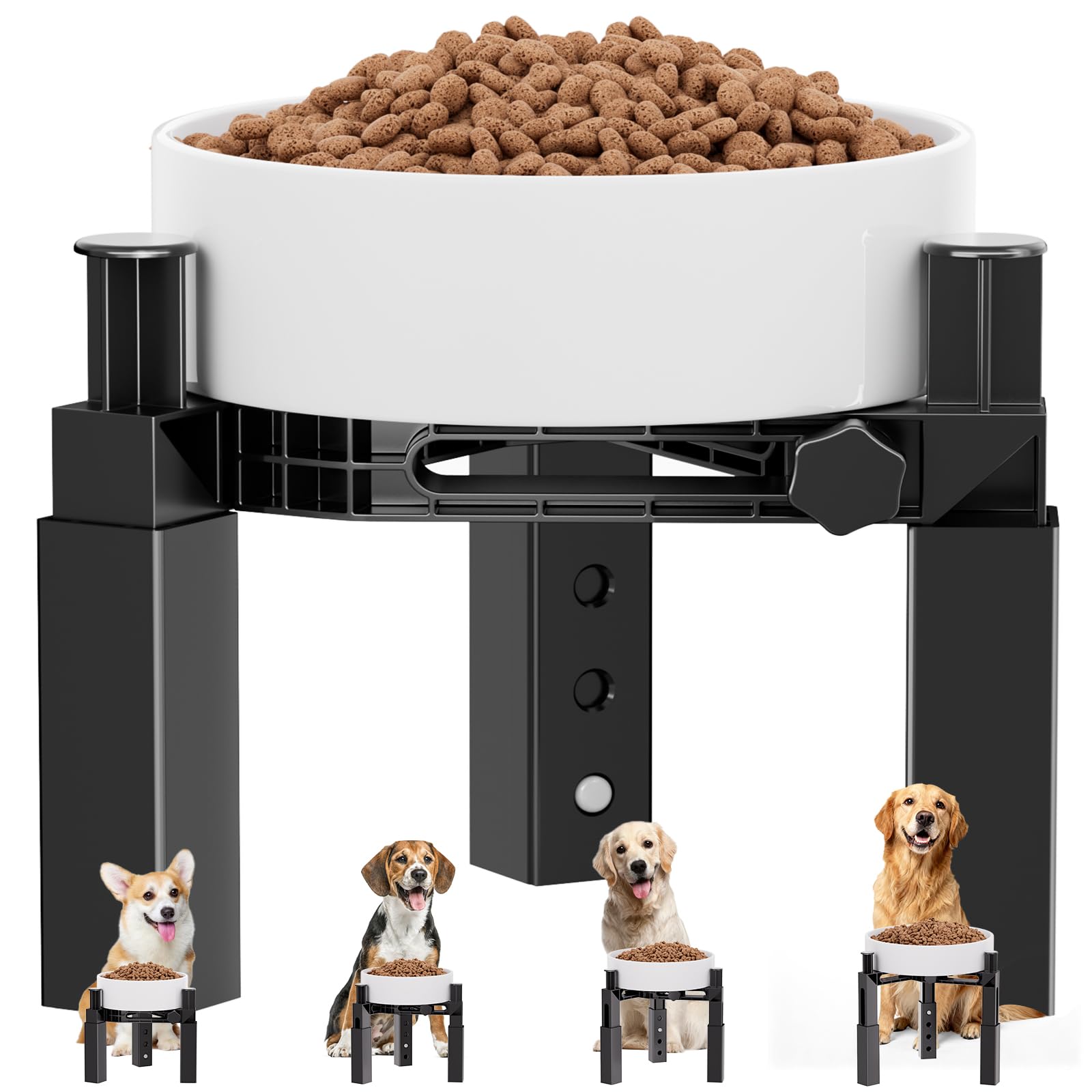 X XBEN Comedero Elevado para Perro con 4 Alturas Regulables y Anchura Ajustable, para