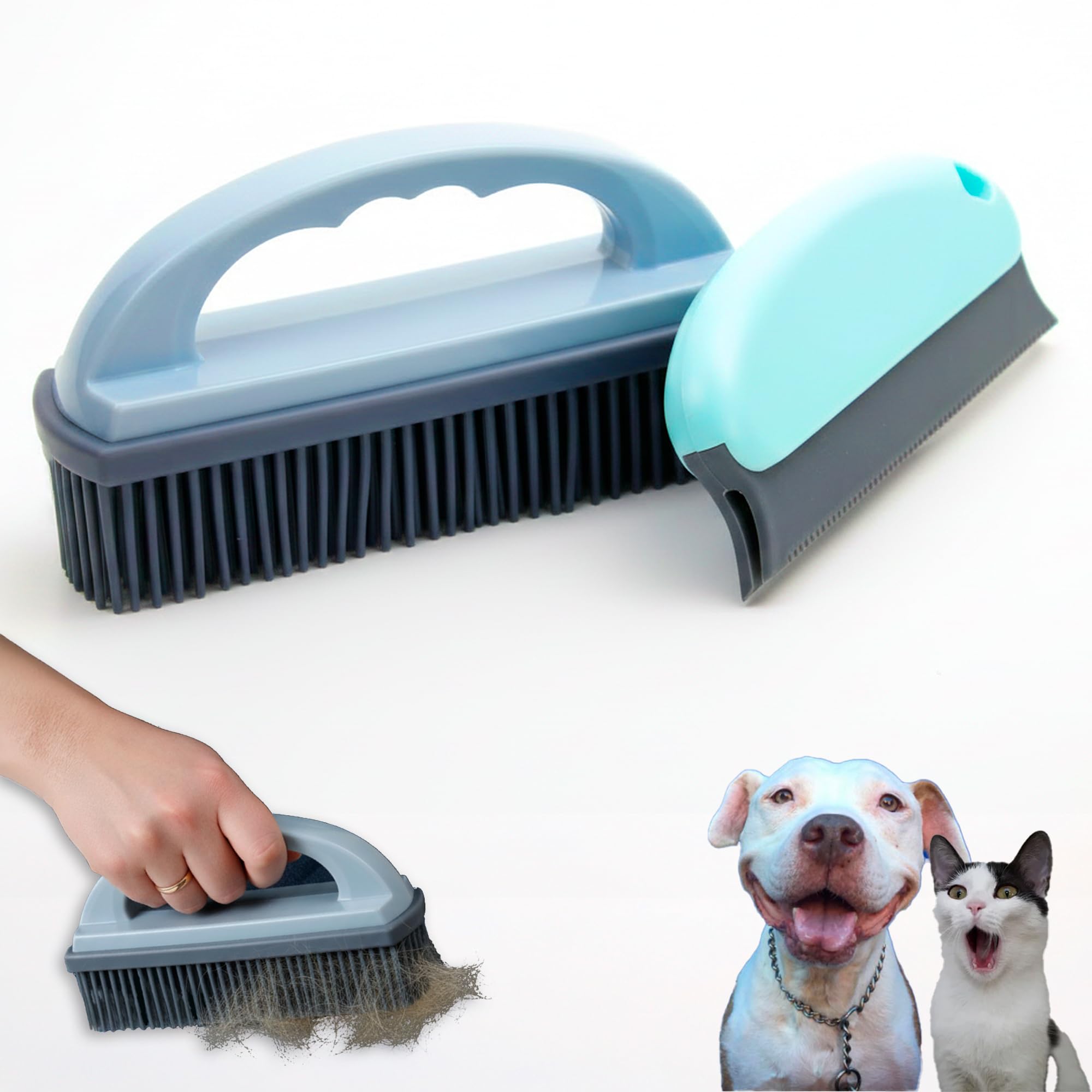Cepillo Quitapelos Mascotas para Perros y Gatos, Ropa y Tapicería, Kit 2 en 1 Grande y
