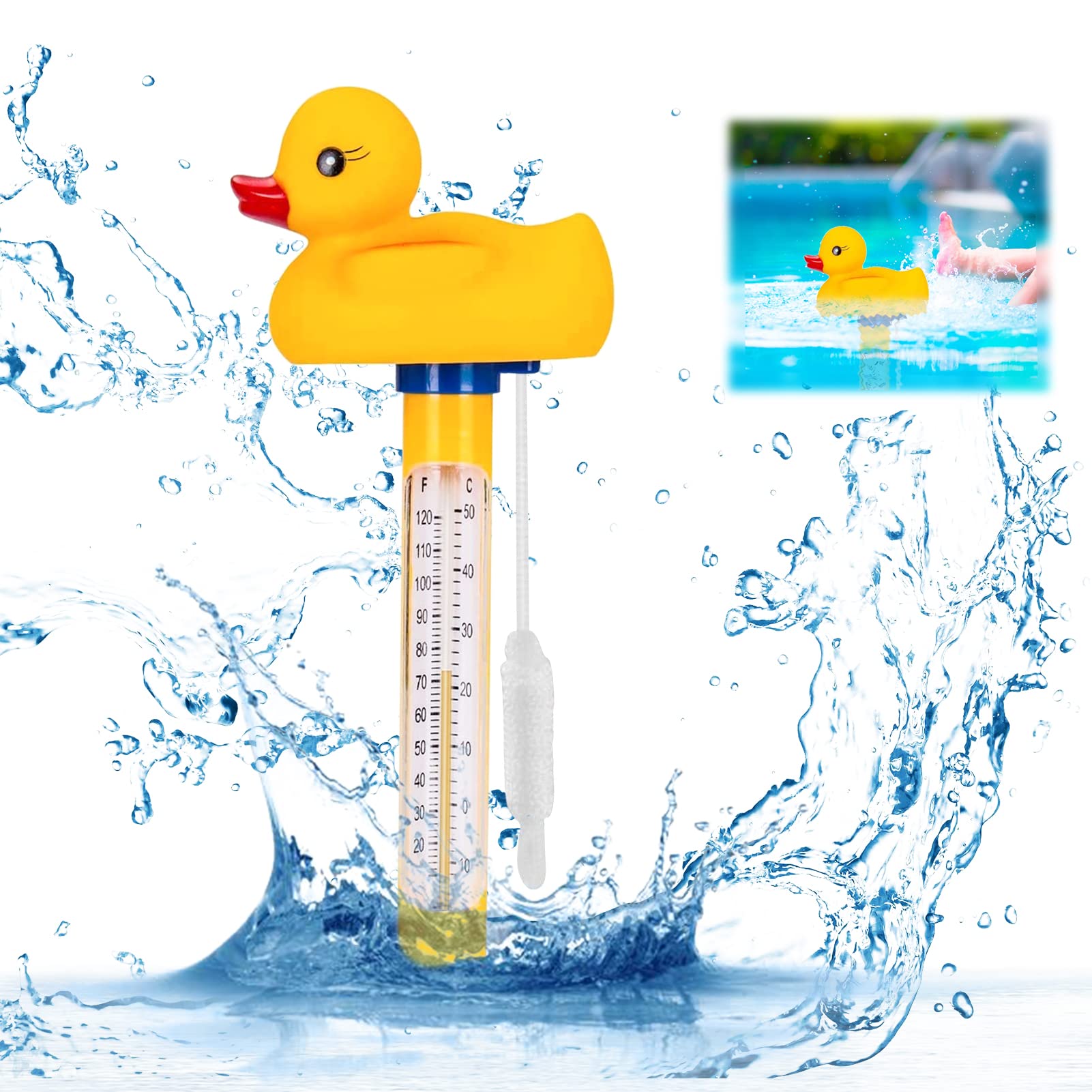 Termómetro flotante para piscina, termómetro de temperatura de agua, termómetro de
