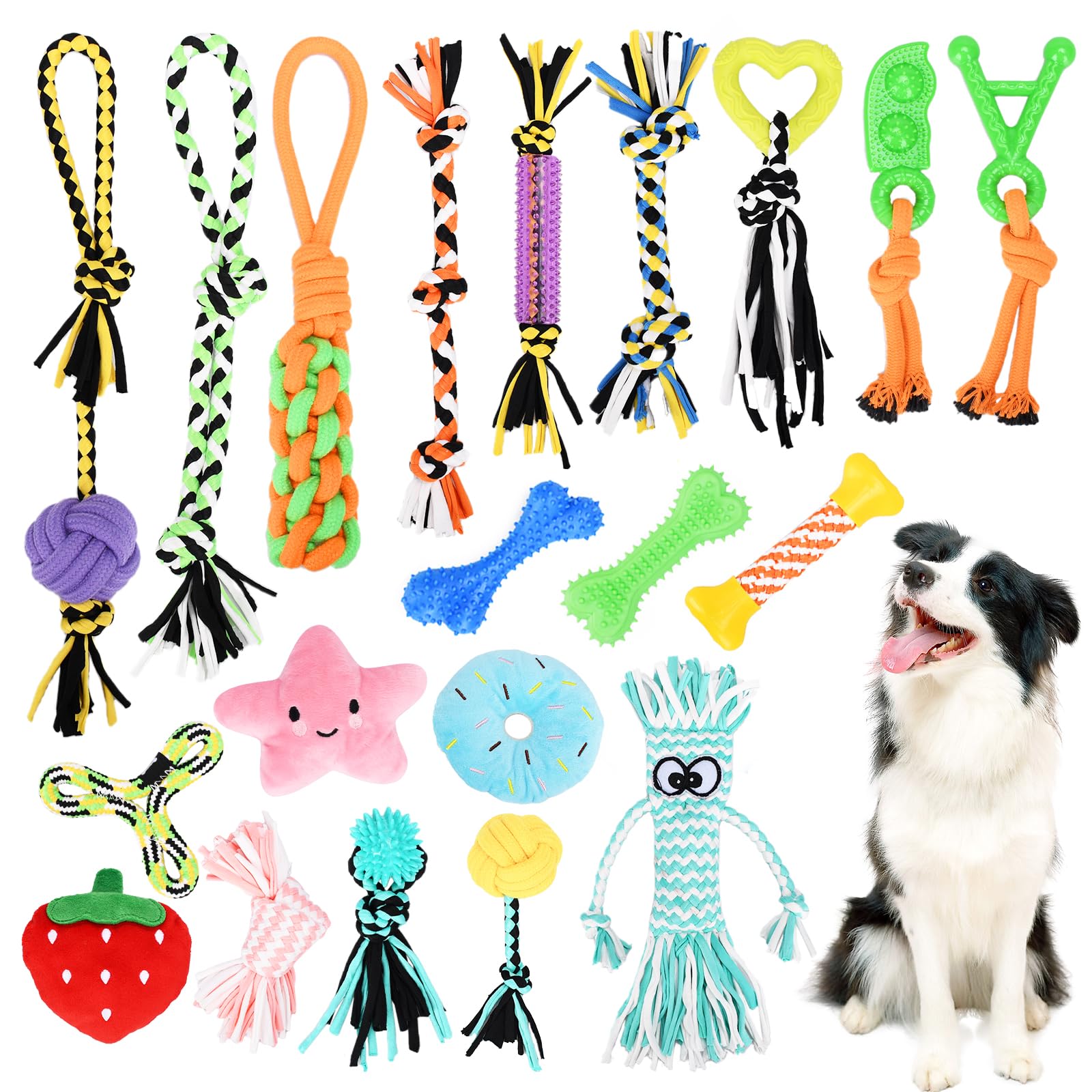 Juguetes para Perros,20 Piezas Juguete para Morder para Perro,Juego de Juguetes para