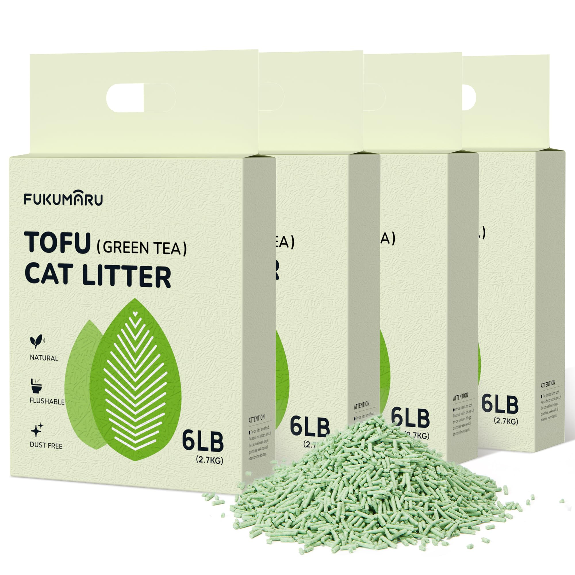 FUKUMARU Arena de Tofu para Gatos 10.8kg - Arena aglomerante para Gatos, Control de