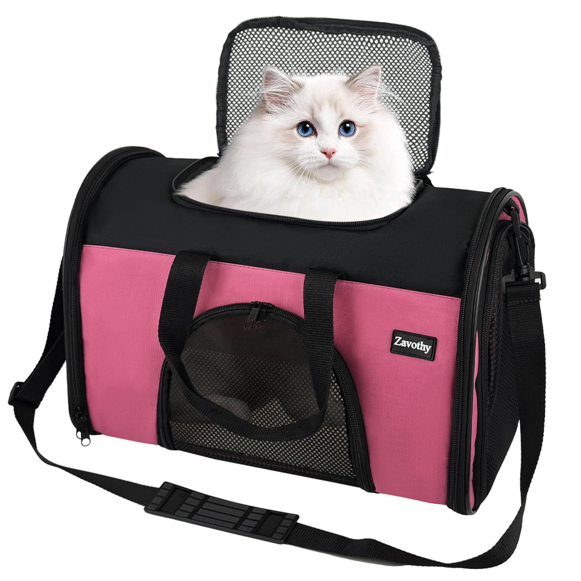 Zavothy Transportín para Perros Gatos Bolsa, Transportín Plegable, Correa de Hombro