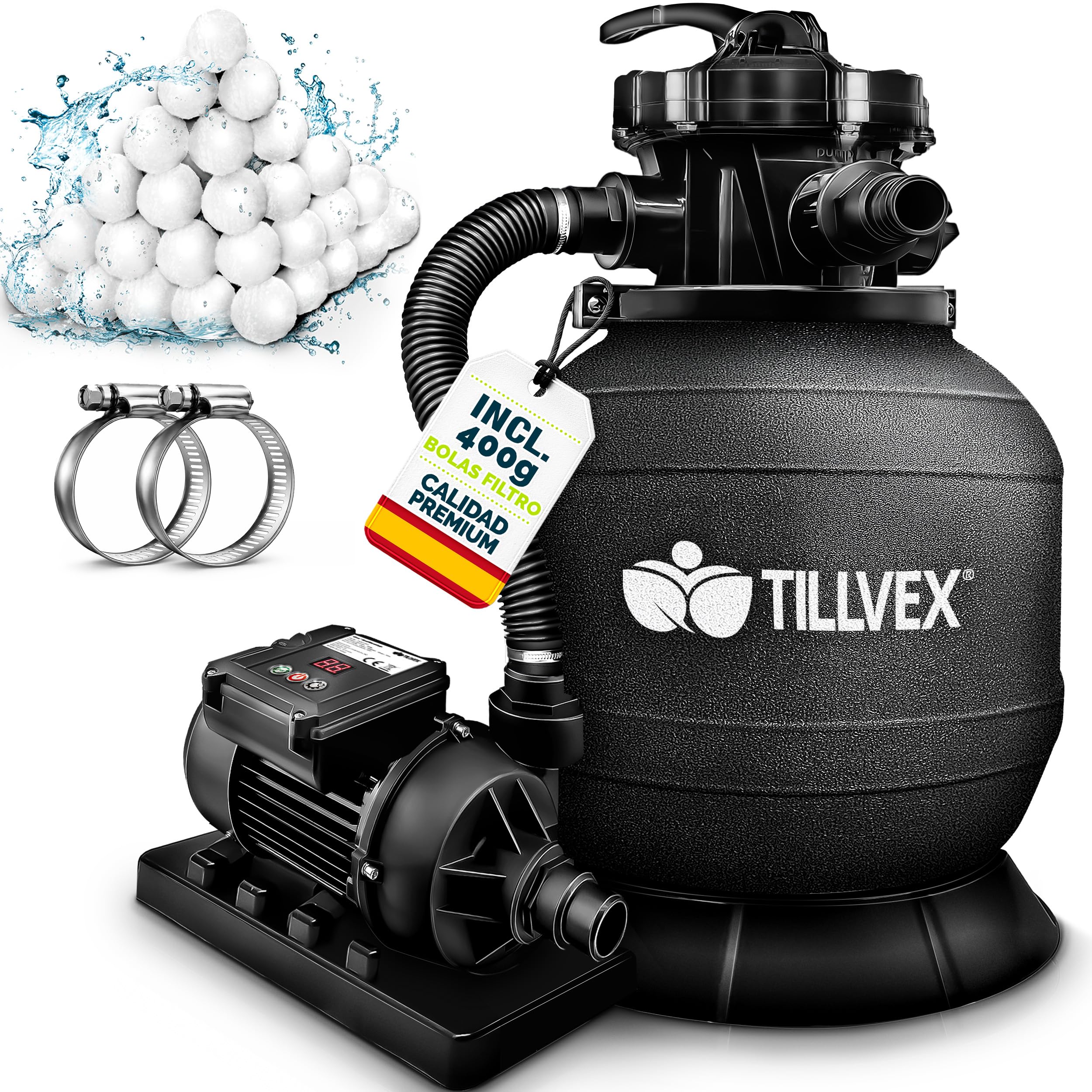Depuradora de piscina tillvex 7.900L/h 38mm 7 Funciones