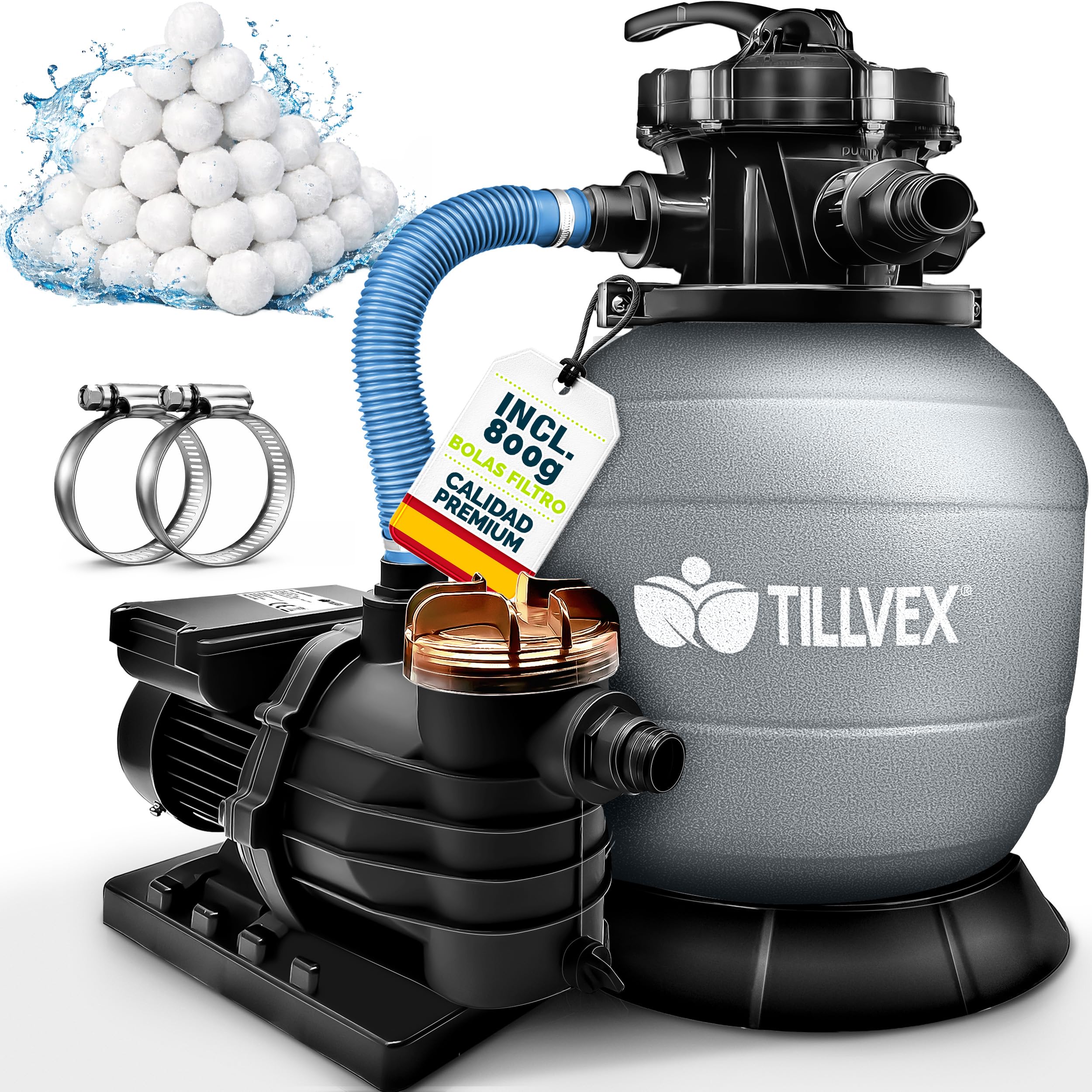 Depuradora de piscina tillvex filtro de arena 10 m³/h 7 Funciones