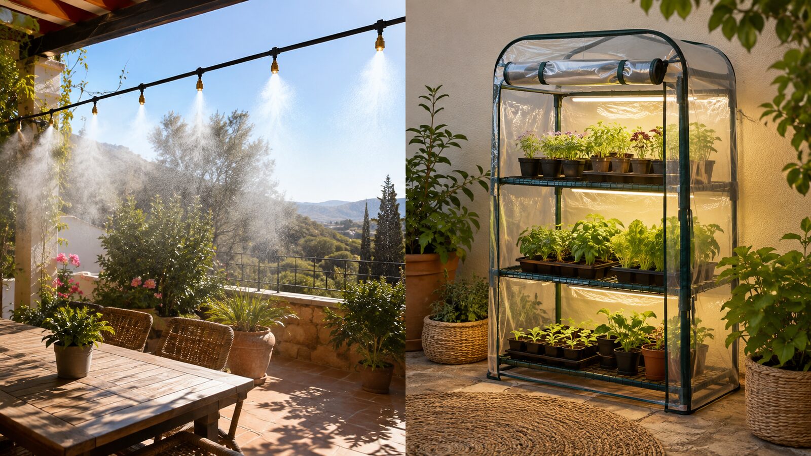 Cómo proteger las plantas del calor con nebulización o mini invernadero