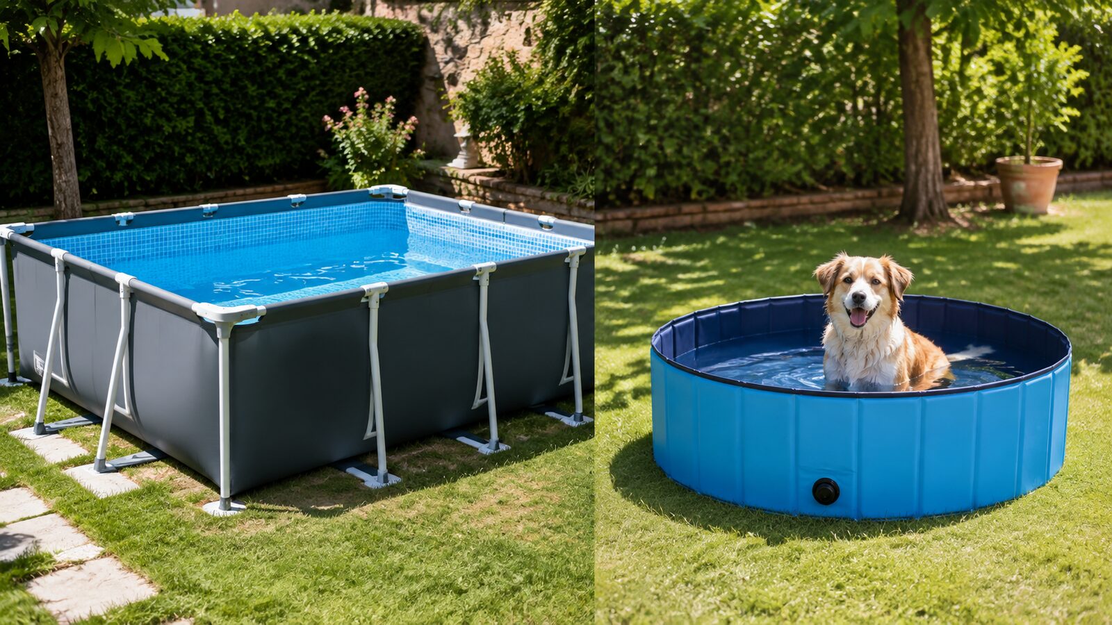 Piscina para jardín familiar frente a piscina plegable para perros