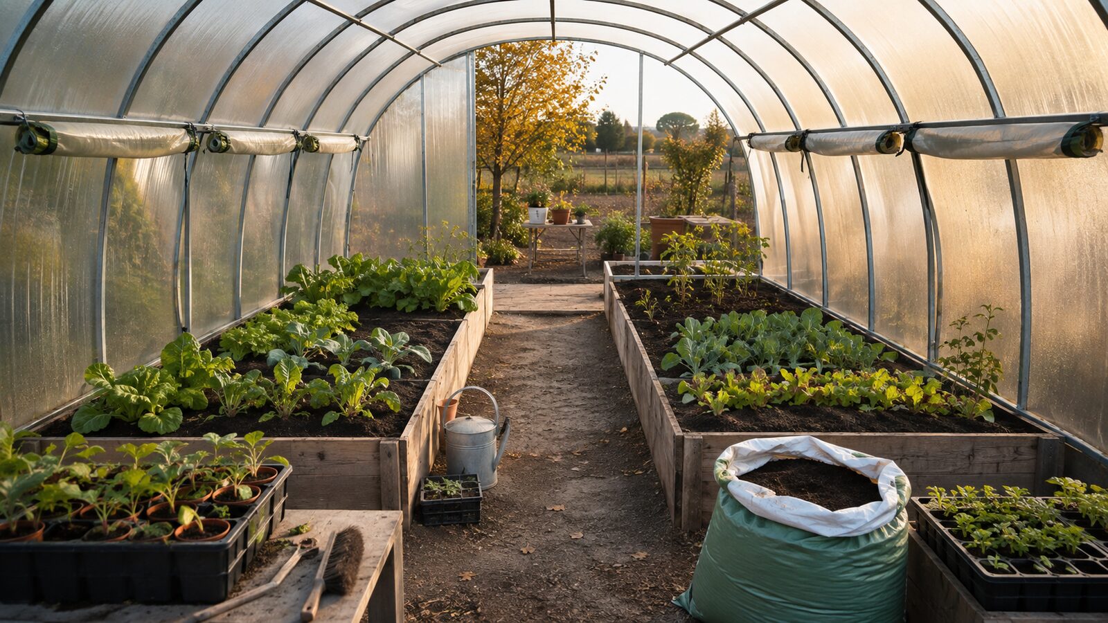 Preparar un invernadero túnel para cultivos de otoño